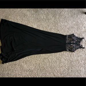 Black formal dress with lace sheer middle